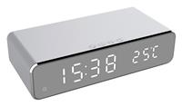 Menkind RED5 Wireless Charging Alarm Clock Silver