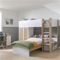 Habitat Norah L Shaped Single Bunk Bed with Mattress - White