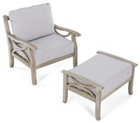 Greenhurst Sorrento Wooden Garden Chair with Stool - Grey