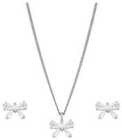 Jon Richard Rhodium Plated Bow Earrings and Pendant Gift Set