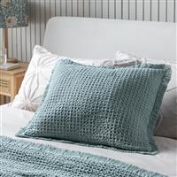 Habitat Waffle Frayed Cushion - Seafoam Green - 55x40cm