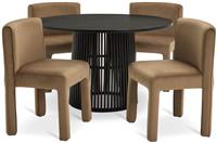 Habitat Jericho Black Dining Table & 4 Natural Chairs