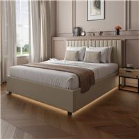 XR Living Maisie Double End Lift LED Ottoman Bed - Cream