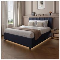 XR Living Maisie Double End Lift LED Ottoman Bed - Navy