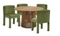 Habitat Jericho Natural Dining Table & 4 Green Chairs