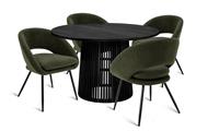 Habitat Jericho Black Dining Table & 4 Green Chairs