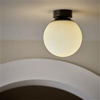 Habitat Opal Glass Bathroom Flush Ceiling Light - Black