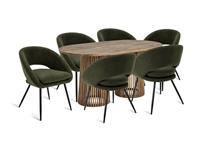 Habitat Jericho Light Wood Dining Table & 6 Green Chairs