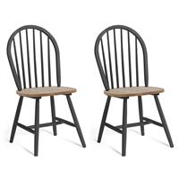 Habitat Burford Pair of Solid Wood Dining Chairs - Dark Grey