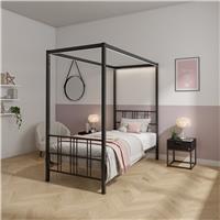 XR Living Fern 4 Poster Single Bed Frame with LED - Black