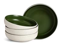 Habitat Raw Edge 4 Piece Stoneware Pasta Bowls - Green