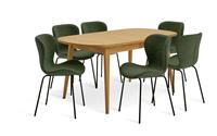 Habitat Etta Extending Oak Dining Table & 6 Green Chairs