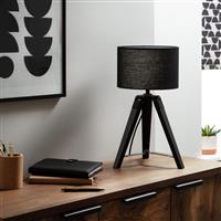 Habitat Lyle Wooden 46cm Tripod Table Lamp - Black