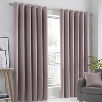 Fusion Strata Dim Out Woven Eyelet Curtains - Blush Pink