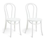 Habitat Larsa Pair of Solid Wood Dining Chairs - White