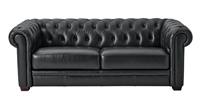 Habitat Chesterfield Leather 3 Seater Sofa - Black