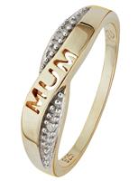 Moon & Back 9ct Gold Plated Silver Diamond Accent Mum Ring L
