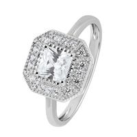 Revere Sterling Silver Vintage Cubic Zirconia Halo Ring - L