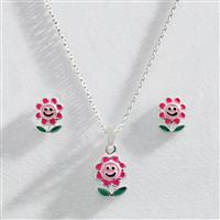 Revere Sterling Silver Daisy Flower Earring And Necklace Set