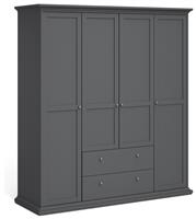 Tvilum Paris 4 Door 2 Drawer Wardrobe - Grey