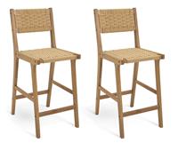 Habitat Faro Pair of Woven Oak Bar Stools - Natural