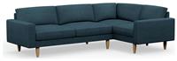 Hutch Slim Fabric Block Arm 5 Seater Corner Sofa-Aegean Blue