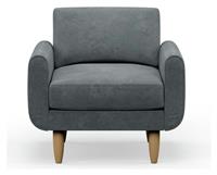 Hutch Velvet Round Arm Armchair - Slate Grey