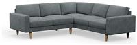 Hutch Plus Velvet Block Arm 5 Seater Corner Sofa- Slate Grey