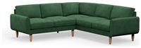 Hutch Plus Velvet Round Arm 5 Seater Corner Sofa- Sage Green