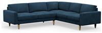 Hutch Velvet Block Arm 6 Seater Corner Sofa - Ink Blue