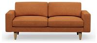 Hutch Fabric Block Arm 3 Seater Sofa - Rust