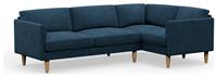 Hutch Slim Velvet Curve Arm 5 Seater Corner Sofa - Ink Blue