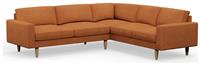 Hutch Fabric Block Arm 6 Seater Corner Sofa - Rust