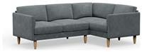 Hutch Velvet Curve Arm 4 Seater Corner Sofa - Slate Grey