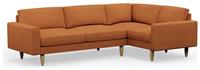 Hutch Slim Fabric Block Arm 5 Seater Corner Sofa - Rust