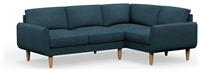 Hutch Fabric Round Arm 4 Seater Corner Sofa - Aegean Blue