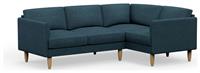 Hutch Fabric Curve Arm 4 Seater Corner Sofa - Aegean Blue