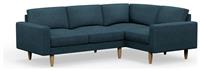 Hutch Fabric Block Arm 4 Seater Corner Sofa - Aegean Blue