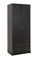 Argos Home Malibu 2 Door 2 Drawer Wardrobe -Black Oak Effect