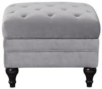 Habitat Chesterfield Velvet Storage Footstool - Light Grey