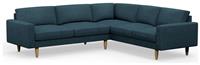 Hutch Fabric Block Arm 6 Seater Corner Sofa - Aegean Blue