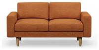 Hutch Fabric Block Arm 2 Seater Sofa - Rust