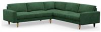 Hutch Velvet Block Arm 7 Seater Corner Sofa - Sage Green