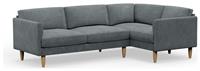 Hutch Slim Velvet Curve Arm 5 Seater Corner Sofa- Slate Grey