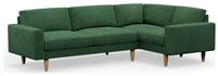 Hutch Slim Velvet Block Arm 5 Seater Corner Sofa- Sage Green