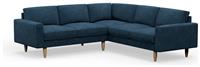 Hutch Plus Velvet Block Arm 5 Seater Corner Sofa - Ink Blue