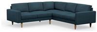 Hutch Plus Fabric Block Arm 5 Seater Corner Sofa-Aegean Blue