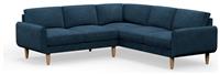 Hutch Plus Velvet Round Arm 5 Seater Corner Sofa - Ink Blue