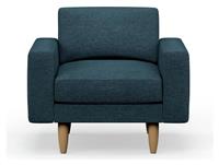 Hutch Fabric Block Arm Armchair - Aegean Blue