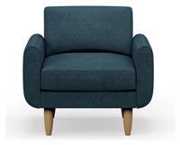 Hutch Fabric Round Arm Armchair - Aegean Blue